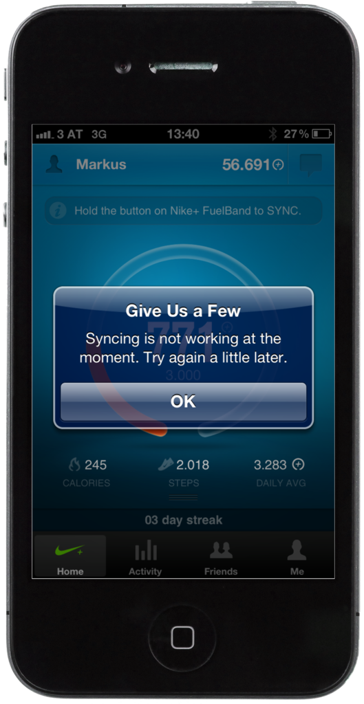 Screenshot Nike+ FuelBand app – Give us a few Screenshot Nike+ FuelBand app